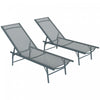 Outsunny 2 Pcs Folding Outdoor Lounge Chairs W/ Adjustable Back, Light Grey