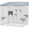 Pawhut Catio Outdoor Cat Enclosure Large, 79\" L Galvanized Steel Outdoor Cat House With 420d Waterproof Canopy, Multiple Platforms, Resting Condo, Lockable Door, For 1-3 Large Cats