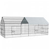 PawHut 73\"L Small Animals Pet Playpen Catio Cage with Doors for Rabbits, Guinea Pig, Chicken, Chinchillas, Cat, Quail, Duck, Outdoor Indoor Use with Spire Roof, Silver