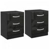 HOMCOM Nightstand Set of 2, Bedside Tables with 3 High Gloss Drawers
