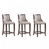 Emperor Traditional Wood Upholstered Barstool in Light Gray - Set of 3