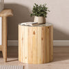 Liam Round Solid Wood End Table,Beige Brown