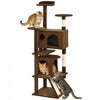 PawHut 63\" Cat Tree, Cat Tower for Indoor Cats with Scratching Posts, Cat Condos, Bed, Platforms, Ramp, Toy Ball, Cat Activity Center, Light Brown