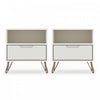 Rockefeller Mid-Century Modern 20\" Nightstand in Off White (1-Drawer) - Set of 2