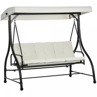 Outsunny 3 Seater Patio Swing Chair With Canopy Convertible Porch Swing Bed