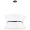 Dainolite Caterine 4 Light Pendant 24\" Dia Matte Black Finish Black Ring/White Shade Lamp