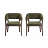 Blake Modern Faux Mohair Wood Armchair in Green - Set of 2 Dining Chair