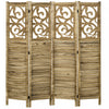 Homcom 4 Panel Room Divider, 5.6 Ft Folding Privacy Screens, Brown