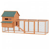 Pawhut 137\" Chicken Coop, Wooden Large Hen House With Chicken Run, Nesting Box, Poultry Cage For Outdoor, Backyard, Orange