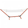 Outsunny 130\" X 47\" Hammock With Stand, Outdoor Hammock Camping Bed, Freestanding Lounge Chair With Wooden Frame Cotton Fabric For Outdoor Indoor, White, Teak