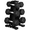 Soozier 120lbs Hex Dumbbell Weight Set with Vertical Rack for Home Gym
