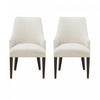 Beever Modern Chenille Wood Armchair in Cream - Set of 2 Dining Chair