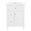 Vivo 24 Inch Single Sink Bathroom Vanity with Flip Drawer and Solid Wood Legs, White