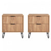 Dumbo Modern 20\" Fluted Nightstand in Golden Brown (2-Drawer) - Set of 2