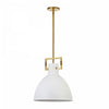 Dainolite Liberty 1 Light Pendant Aged Brass Matte White Metal Shade Lamp