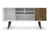 Manhattan Comfort Liberty 53.14\" Mid-Century Modern TV Stand with 5 Shelves & 1 Door - White & Brown