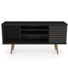 Manhattan Comfort Liberty 53.14\" Mid-Century Modern TV Stand with 5 Shelves & 1 Door - Black