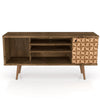 Manhattan Comfort Liberty 53.14\" Mid-Century Modern TV Stand with 5 Shelves & 1 Door - Brown