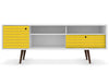Manhattan Comfort Liberty 70.86\" Mid-Century Modern TV Stand with 4 Shelving Spaces & 1 Drawer - White & Yellow