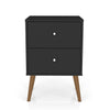 Manhattan Comfort Liberty Mid-Century Modern Nightstand with 2 Full Extension Drawers - Black