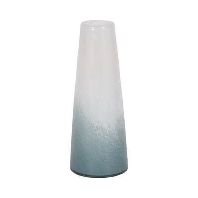 Glass 11" Light Blue Waters Vase - Blue and White|Vase de 11 po en verre à motif d’eaux bleu clair - bleu et blanc