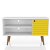 Manhattan Comfort Liberty 42.52\" Mid-Century Modern TV Stand with 2 Shelves & 1 Door - White & Rustic Brown