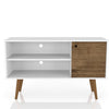 Manhattan Comfort Liberty 42.52\" Mid-Century Modern TV Stand with 2 Shelves & 1 Door - White & Brown