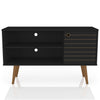 Manhattan Comfort Liberty 42.52\" Mid-Century Modern TV Stand with 2 Shelves & 1 Door - Black