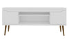 Manhattan Comfort Bradley 62.99\" TV Stand with 2 Media Shelves & 2 Storage Shelves - White & Rustic Brown