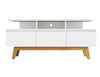 Manhattan Comfort Yonkers 62.99\" TV Stand with Solid Wood Legs & 6 Media Storage Compartments - White