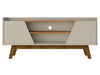 Manhattan Comfort Mid-Century Modern Marcus 53.14\" TV Stand with Solid Wood Legs - Greige & Natural