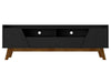 Manhattan Comfort Mid-Century Modern Marcus 70.86\" TV Stand with Solid Wood Legs - Matte Black