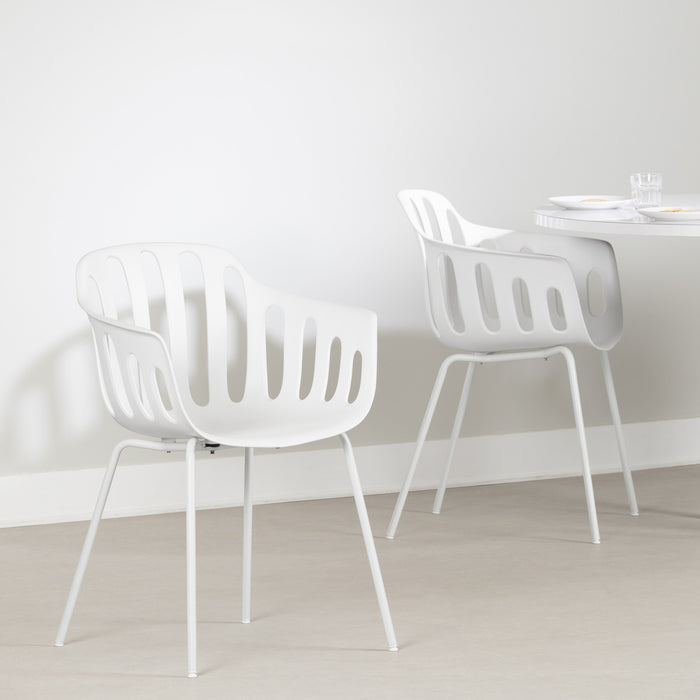 Flam White Armrest Dining Chair - Set of 2