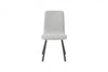 Modern Dining Chair With Light Grey Fabric Upholstery With Black Metal Base
