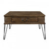 Hughey Square Coffee Table With 2 Drawers, Rustic Oak