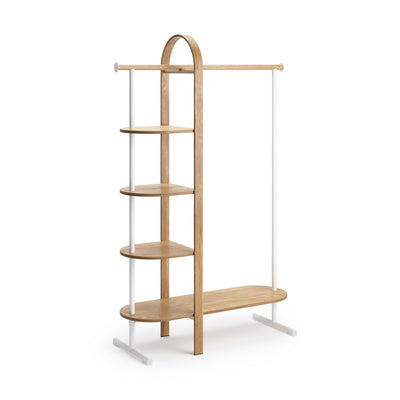 Umbra Modern Wood Bellwood Garment Rack Coat Rack - White and Natural|Portemanteau et support à vêtements modernes Bellwood de Umbra en bois - blanc et naturel
