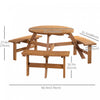 Outsunny Picnic Table Bench Set With Umbrella Hole For 6 People Brown