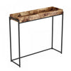 40” Modern Console Table With Sunkey Tray - Brown Reclaimed Wood With Black Metal