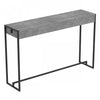 47” Console Table - Dark Cement With Black Metal Base