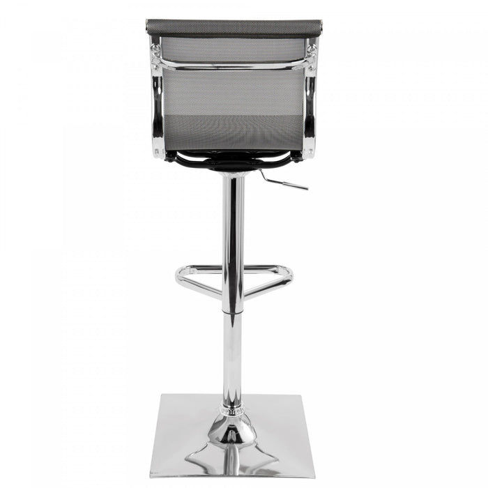 LumiSource Mirage Fabric Contemporary Adjustable Barstool with Swivel - Silver