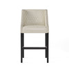 Deborah Armrests Barstool With Quilted Bonded Leather - Ivory