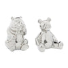 Ceramic 8\" Silver Bear Sculpture - Set of 2
