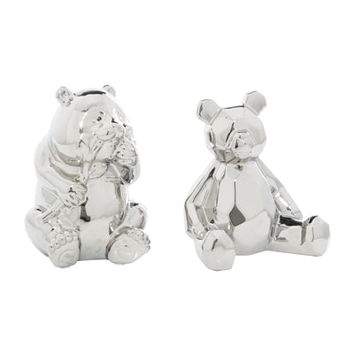 Ceramic 8" Silver Bear Sculpture - Set of 2|Sculpture d'ours argenté de 8 po en céramique - ensemble de 2