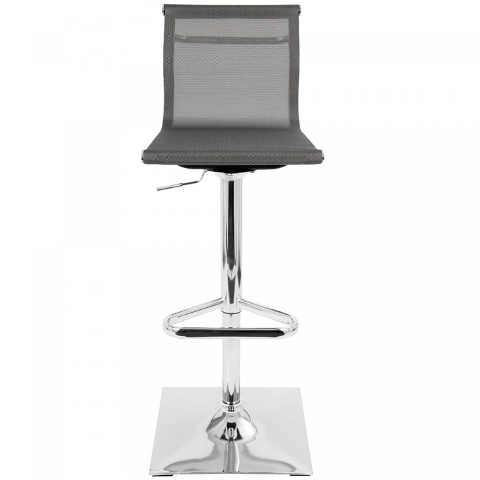LumiSource Mirage Fabric Contemporary Adjustable Barstool with Swivel - Silver