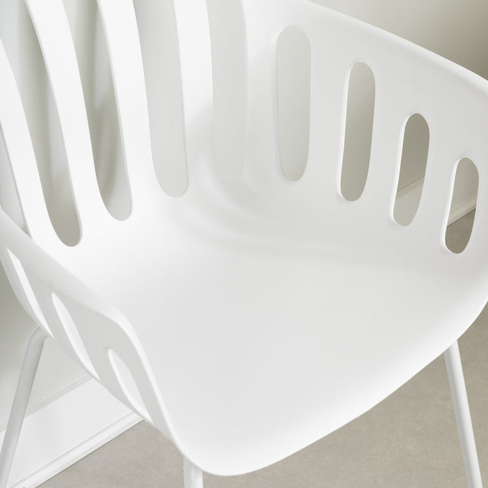 Flam White Armrest Dining Chair - Set of 2