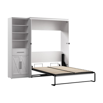 Bestar Key West Full Murphy Bed & Closet Organizer with Drawer & Doors (88 W) - Pure White Oak|Lit double escamotable Key West de Bestar de 88 po (L) avec organisateur de garde-robe, tiroir et portes - blanc chêne solide