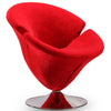 Manhattan Comfort Tulip Polished Chrome Velvet Swivel Accent Chair - Red