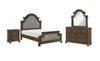 Ambrose 6pc Bedroom Set with Bed, Dresser, Mirror & Nightstand, Wooden, Fabric, Brown - Queen Size