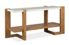 Carlisle 57.5\" Modern Sofa Table with Storage and Faux Granite Top - Honey Wheat