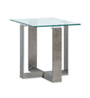 Consort 20\" Contemporary End Table with Glass Top – Aged Pewter